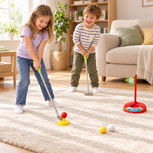 MiniSwing Golfset im Wohnzimmer