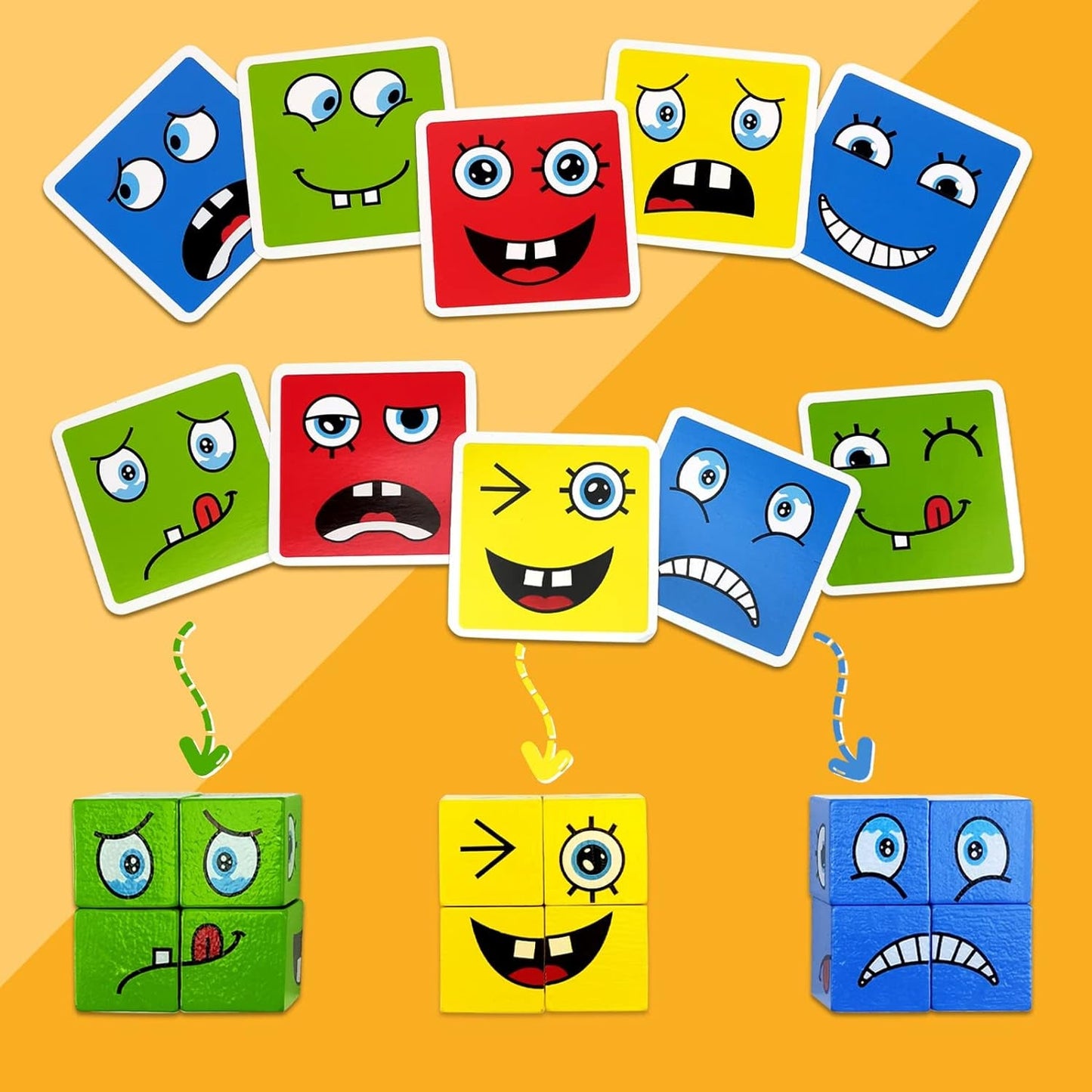 EmoCubes® Montessori Gesichter-Puzzle Würfel