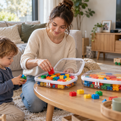 ClearSort – Mama und Kind räumen Bausteine auf