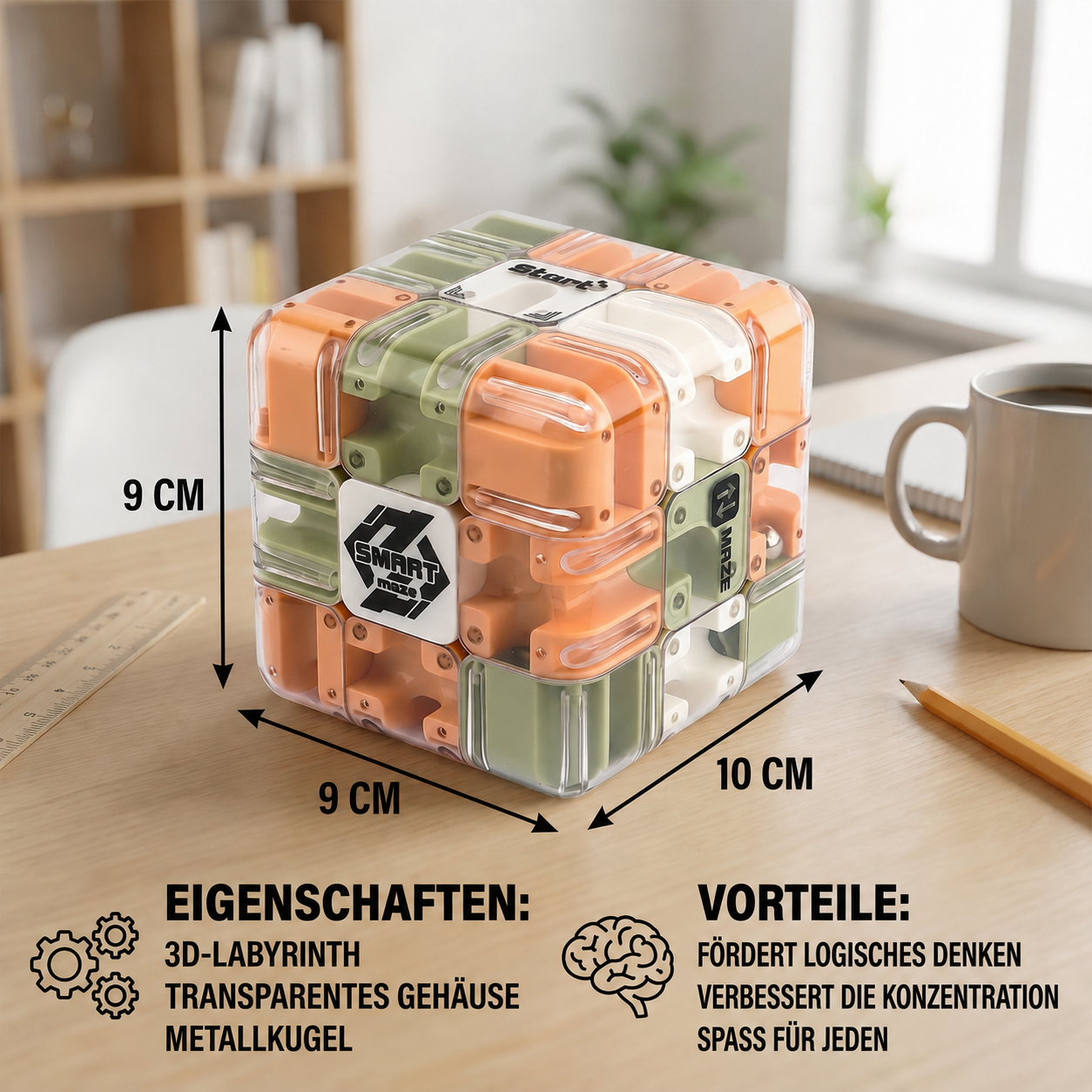 MazeCube® 3D Labyrinth Würfel mit Kugel