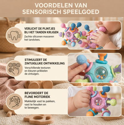 LunaGrip® Sensorische grijpballetje met bijtring