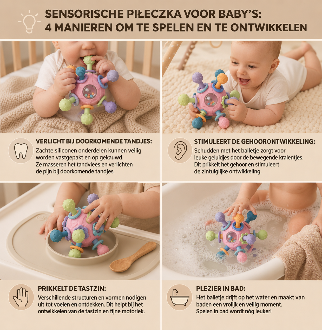 LunaGrip® Sensorische grijpballetje met bijtring