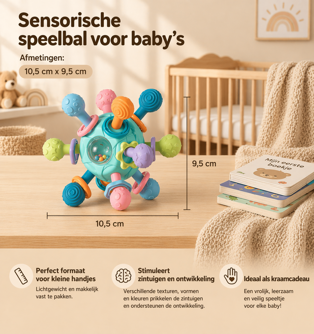 LunaGrip® Sensorische grijpballetje met bijtring