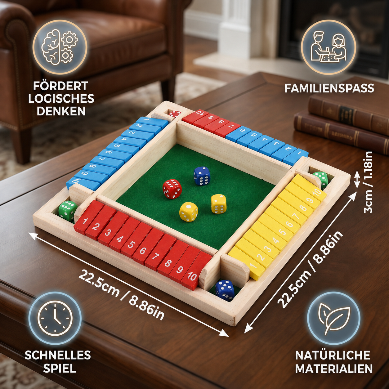 NineFlip® Zahlenspiel aus Holz für die ganze Familie