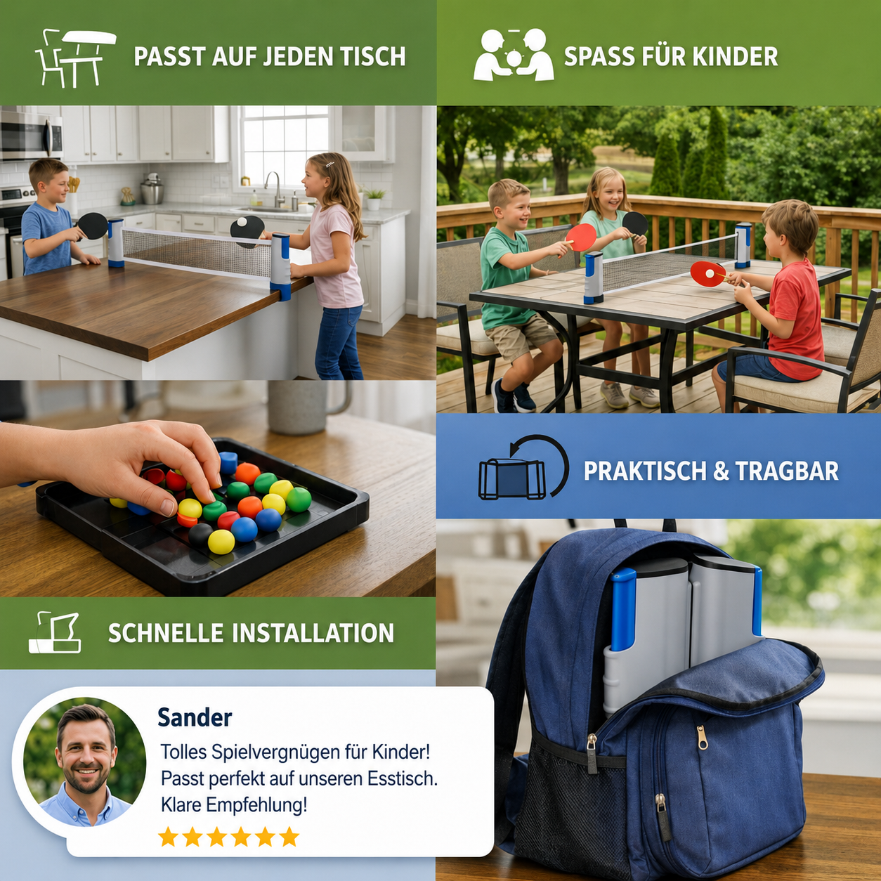 PlayPong® Verstellbares Tischtennisnetz