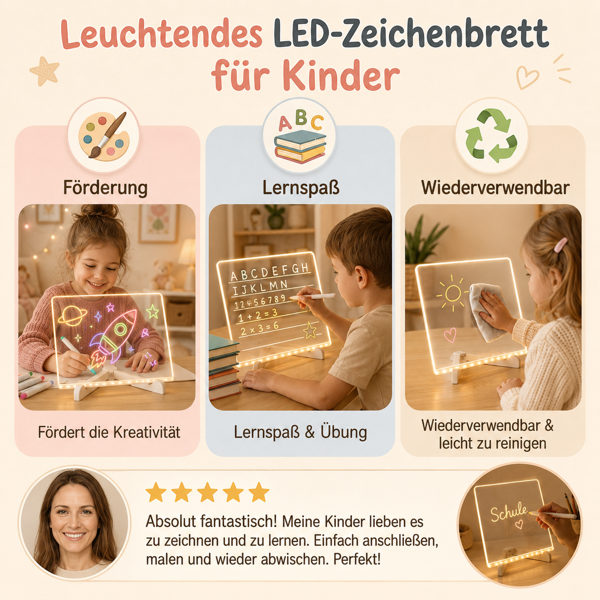 GlowSketch® Leuchtendes LED Zeichenbrett