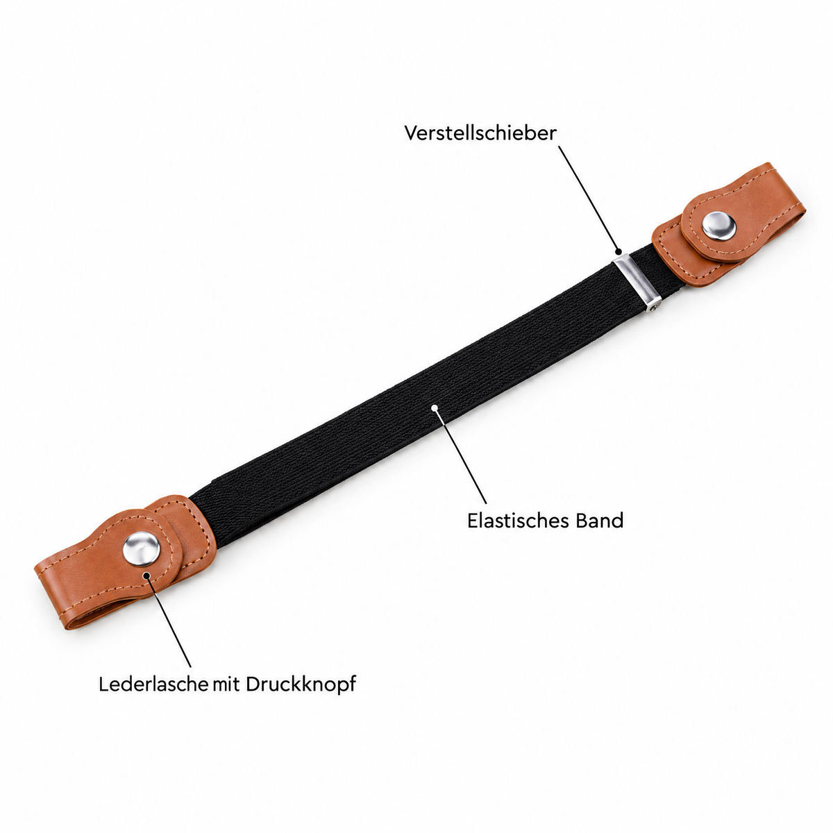 SelfFit elastischer Kindergürtel in Schwarz mit Lederlaschen