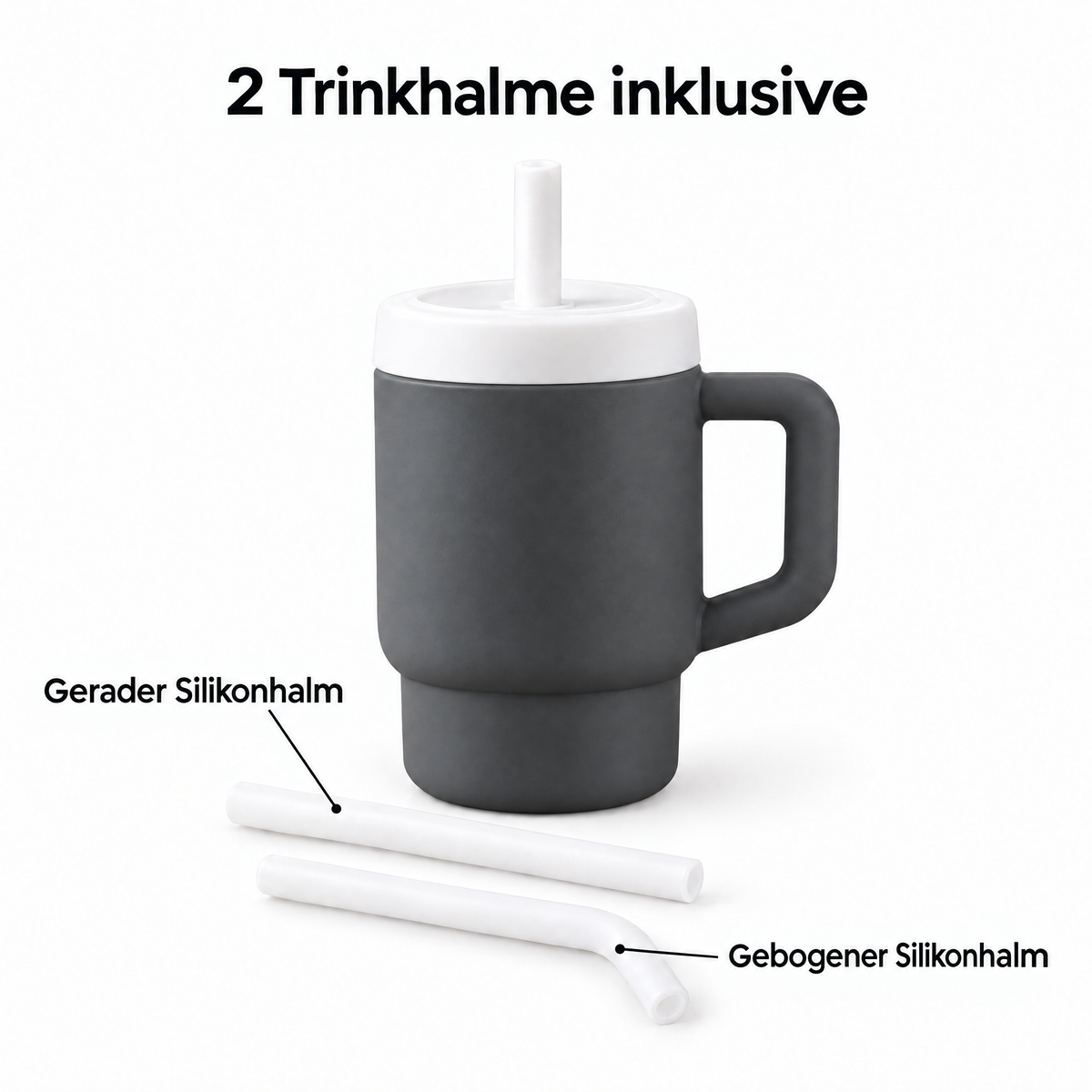 FrostCup mit 2 Trinkhalmen: gerade und gebogen