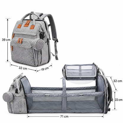 SnoozePack Maße als Rucksack und Babybett