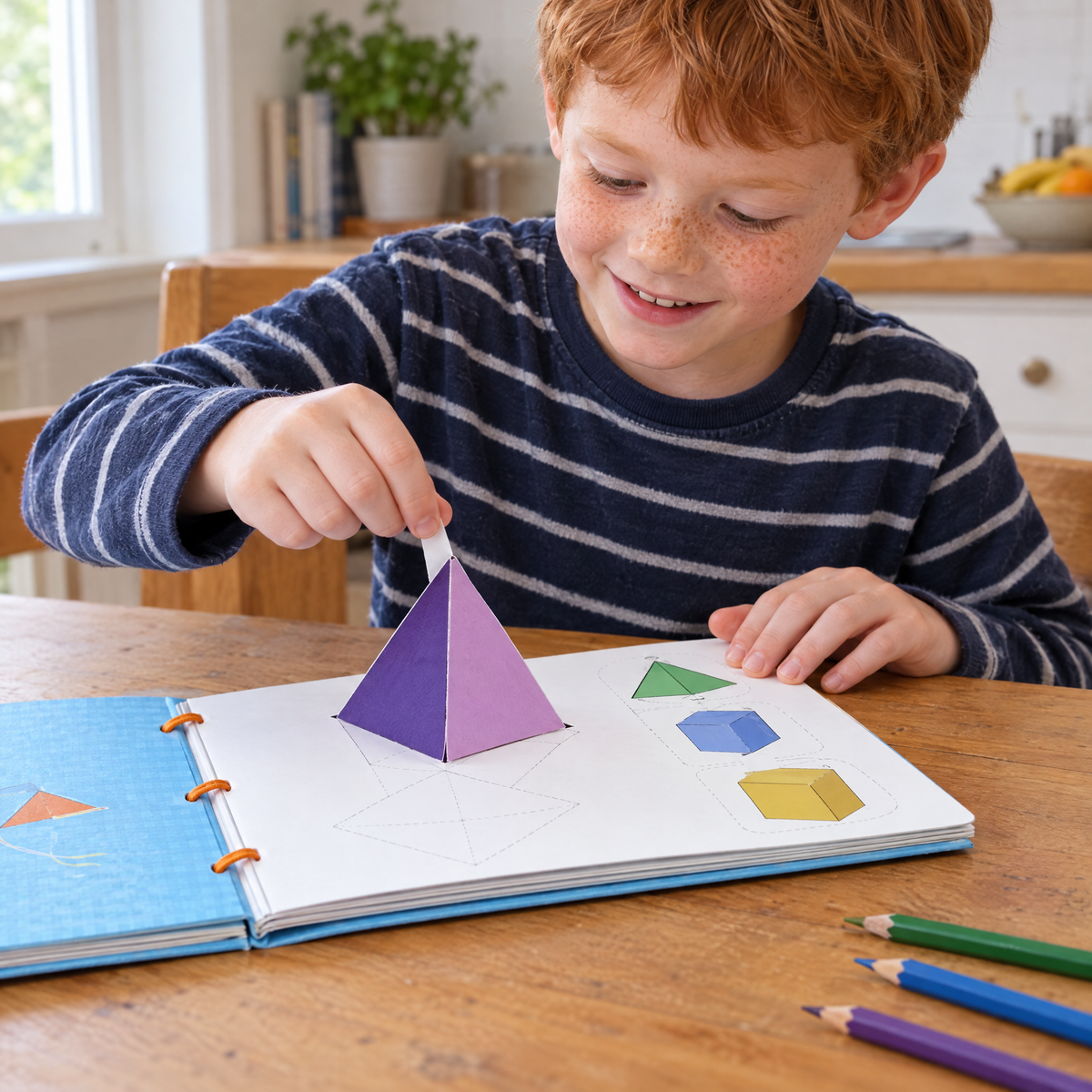 GeoQuest Geometrie Lernbuch – Pyramide klappt auf