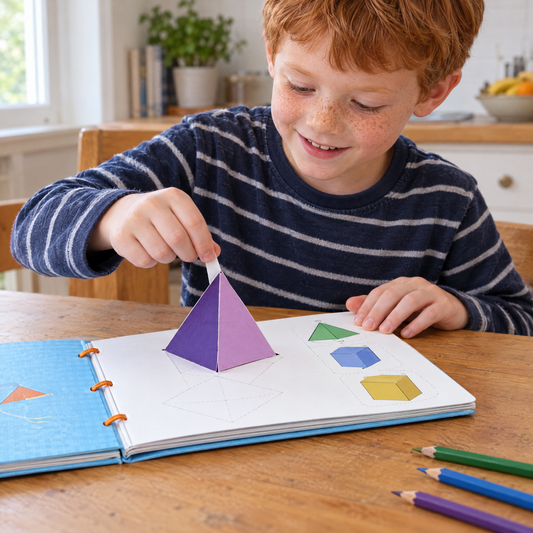 GeoQuest Geometrie Lernbuch – Pyramide klappt auf