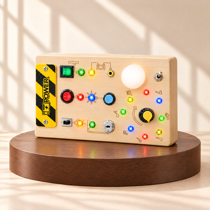 LumiBoard Holz Sensorikboard mit Licht, leuchtende LEDs und Lichtkugel