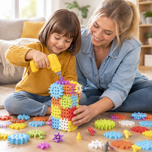 SpinBricks – Mutter und Tochter bauen mit dem Akkuschrauber