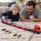 GoCargo® Spieltruck mit ausklappbarer Rennbahn und 24 Autos