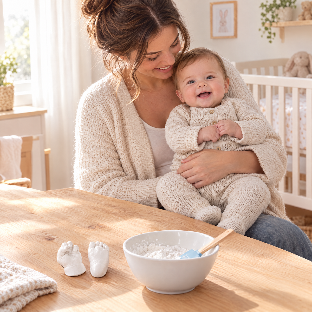 TinyTrace Abformset – Mama mit Baby und fertigen Abgüssen