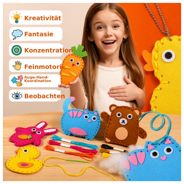 TinyThreads® Nähset mit Tieren für Kinder