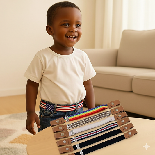 Comfortabele elastische kinderriem – geschikt voor alle leeftijden.